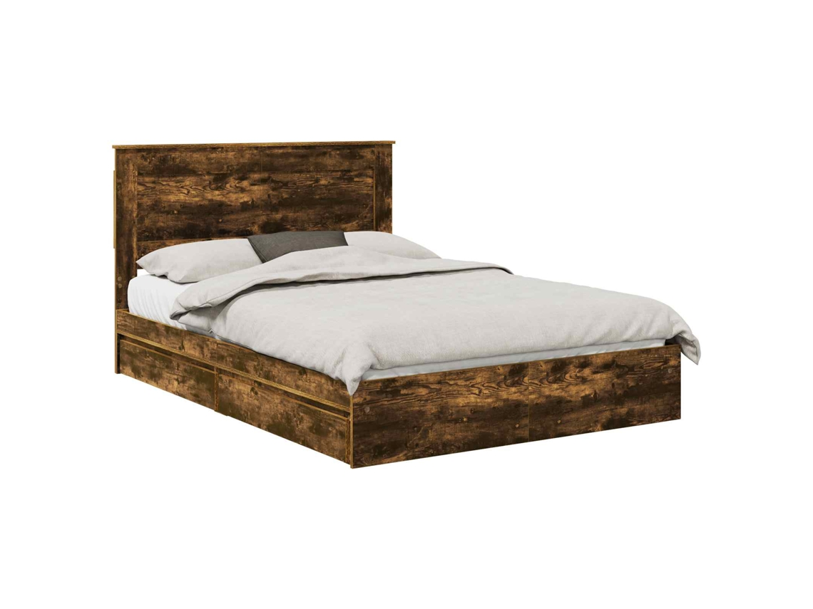 Cama com Armazenamento Carvalho Defumado 160 X 200 Cm MAISON EXCLUSIVE