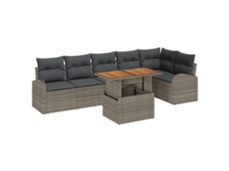 Conjunto 7 Móveis De Jardim Vidaxl Cinzento Vime Pe (100 X 55 X 73 Cm)