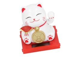 Gato da sorte solar de 2 polegadas com caixa transparente, braço móvel, decoração para casa, escritório e mesa, branco 2026 Store