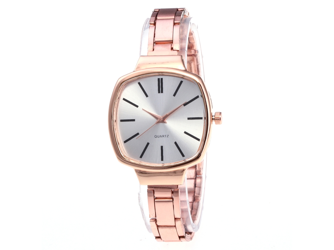 Relógio de Pulso Feminino de Quartzo com Pulseira de Aço Estilo Casual Moderno (vermelho Rosa)