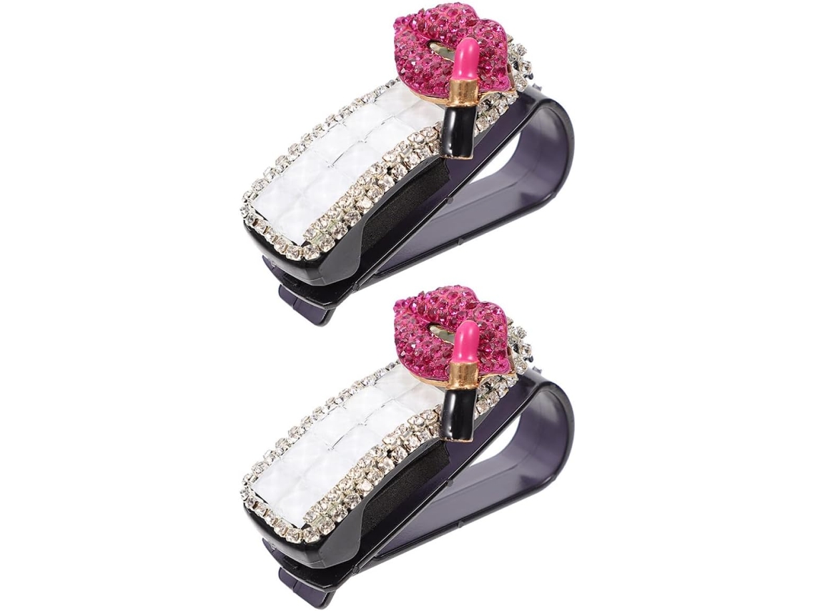 Suporte Para Óculos De Sol De Carro Com Strass E Encaixe No Quebra-sol.