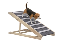 Rampa Dobrável para Cães com Altura Ajustável 35 50 Cm e Tapete Antiderrapante 100x50x50 Cm Madeira e Cinza Ge