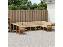 Vidaxl Conjunto De Sofás Para Exterior 10 Pcs Natural E Bege