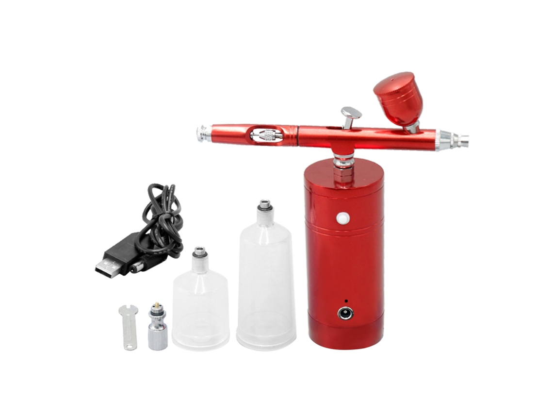 Kit Aerógrafo Portátil USB Recarregável com Compressor e Pistola Aerógrafo 0,3mm para Maquiagem Fx Tatuagens Pintura Hidratação
