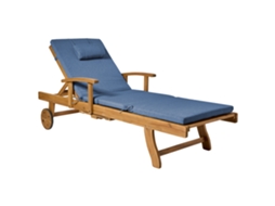 Tumbona Reclinable Con Ruedas Beliani Java Premium De Madera De Acacia Marrón 64x196x74