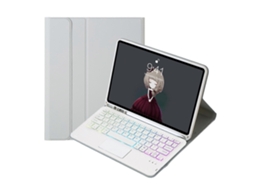 Capa de couro Webake para tablet com compartimento para caneta, touchpad retroiluminado e teclado Bluetooth