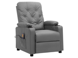 Vidaxl Cadeira De Massagens Couro Artificial Cinzento
