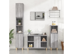 Vidaxl 3 Pcs Conjunto Móveis Casa De Banho Madeira Proc. Cinza Sonoma