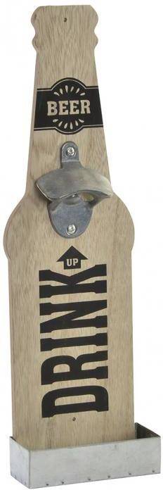 Abre-Garrafas ITEM Drink Up Beer (Madeira e metal - 38.5 x 11.5 x 5 cm)