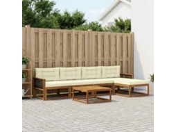 Vidaxl Conjunto De Sofás Para Exterior 6 Unid. Natural E Creme