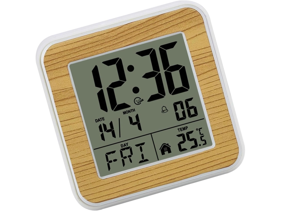 Despertador Lcd A Bateria Com Visor De Data, Dia E Temperatura (formato 12/24 Horas), Controle De Voz