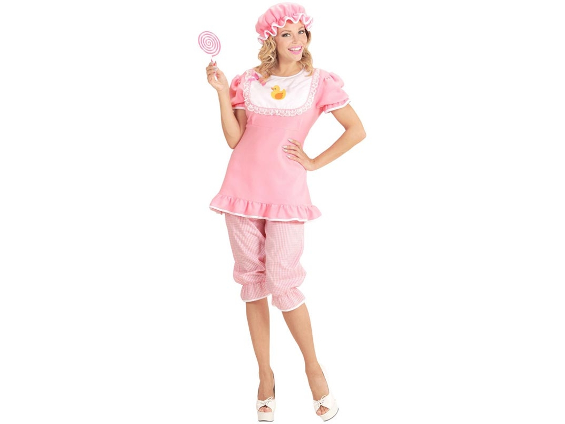 Fato de bebé rosa com chapéu para mulher