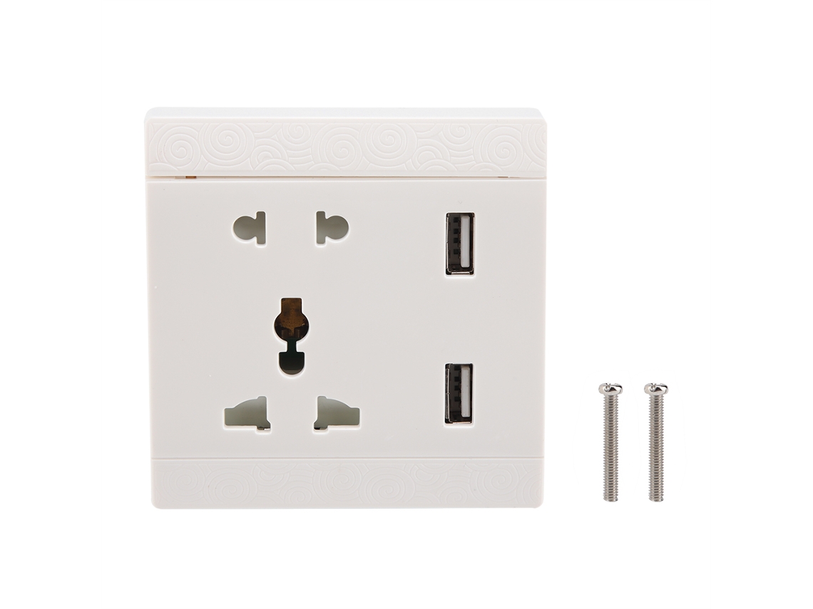 Um plugue criativo universal, compatível com vários plugues padrão e equipado com suporte para telefone.