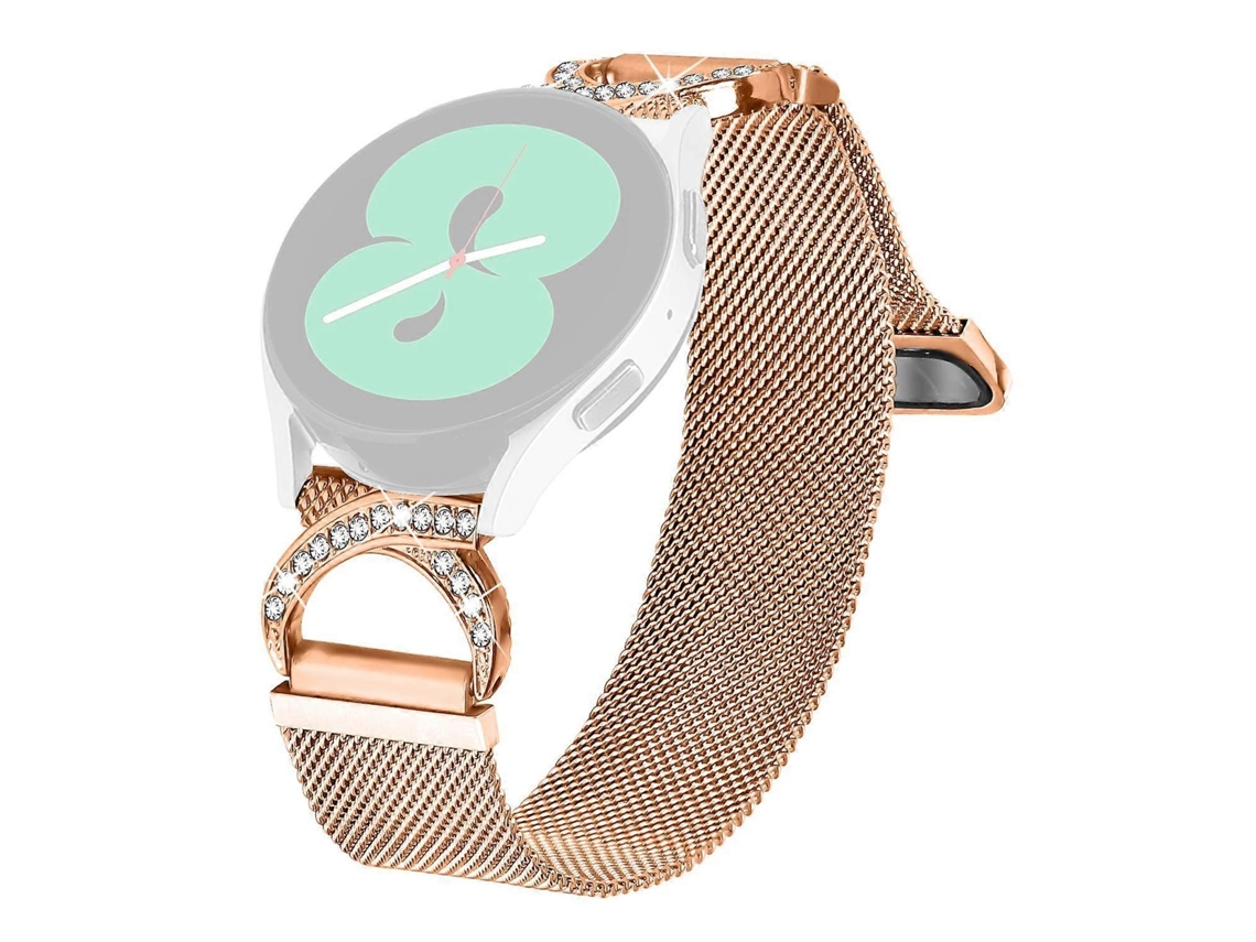 Lurelia Gabb Watch 3 Pulseira De Relógio Com Metal Milanesa E Strass Em Ouro Rosa