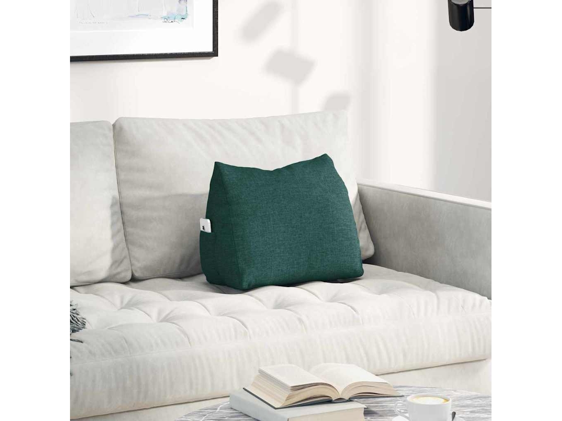Vidaxl Travesseiro Para Costas Verde Escuro 45 X 20 X 35 Cm Tecido