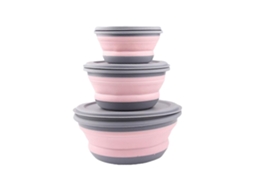 Conjunto De Tigelas Dobráveis Para Acampamento 3 Peças, Recipientes De Cozinha De Silicone Portáteis Para Viagens, Acampamento Ao Ar Livre