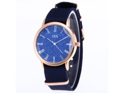 Relógio de pulso moderno para estudantes, em nylon com strass, modelo J55, azul.