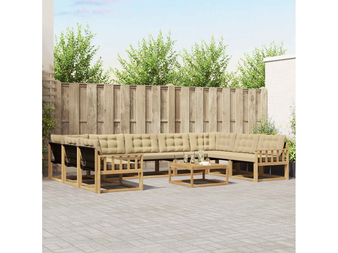 Vidaxl Conjunto De Sofás Para Exterior 10 Unid. Branco E Bege