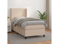 Cama Com Molas/colchão 90x190 Cm Couro Artificial Cappuccino