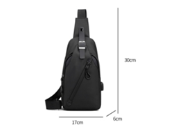 Mochila Estilingue Masculina Bolsas De Ombro Com Porta De Carregamento Usb Preta ZMDECQNA