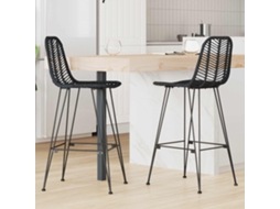 Vidaxl Cadeira De Bar 2 Unid. Preto 44 X 52 X 111 Cm Rattan E Ferro