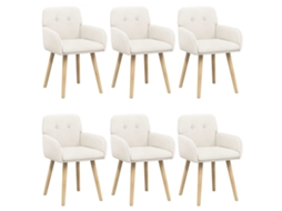 Conjunto 6 Cadeiras De Jantar Vidaxl Creme Bouclé (59 X 57 X 85 Cm)