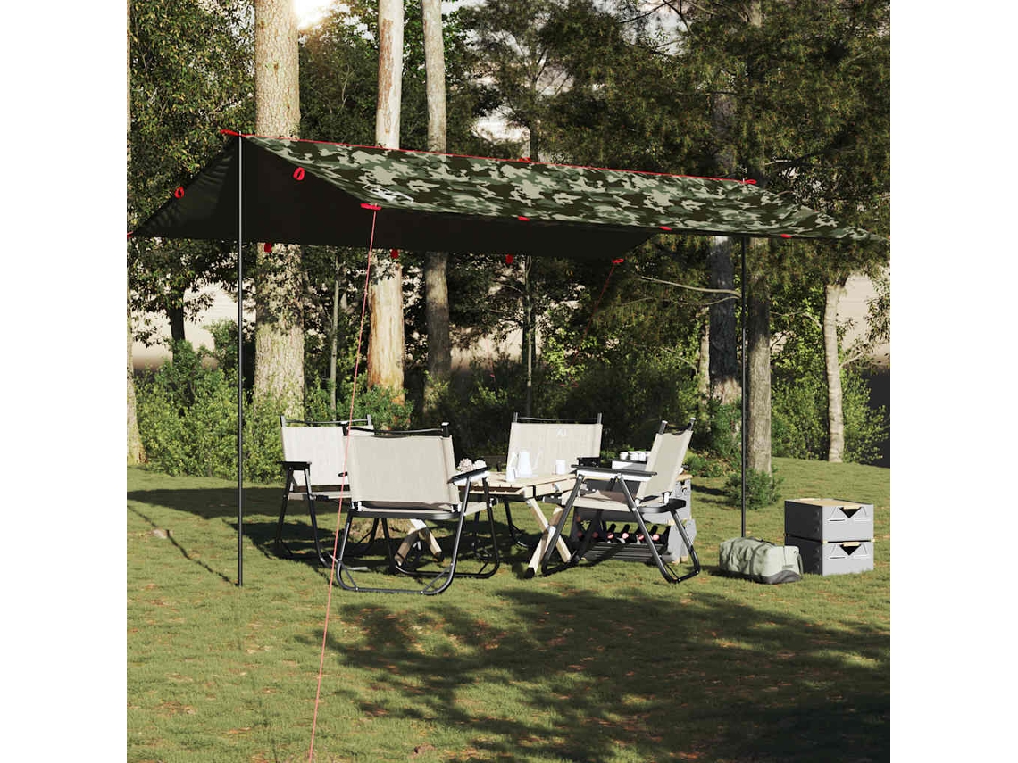Vidaxl Lona De Campismo 506x306 Cm Impermeável Camuflagem
