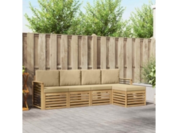 Vidaxl Conjunto De Sofás Para Exterior 5 Pcs Branco E Bege Poliéster