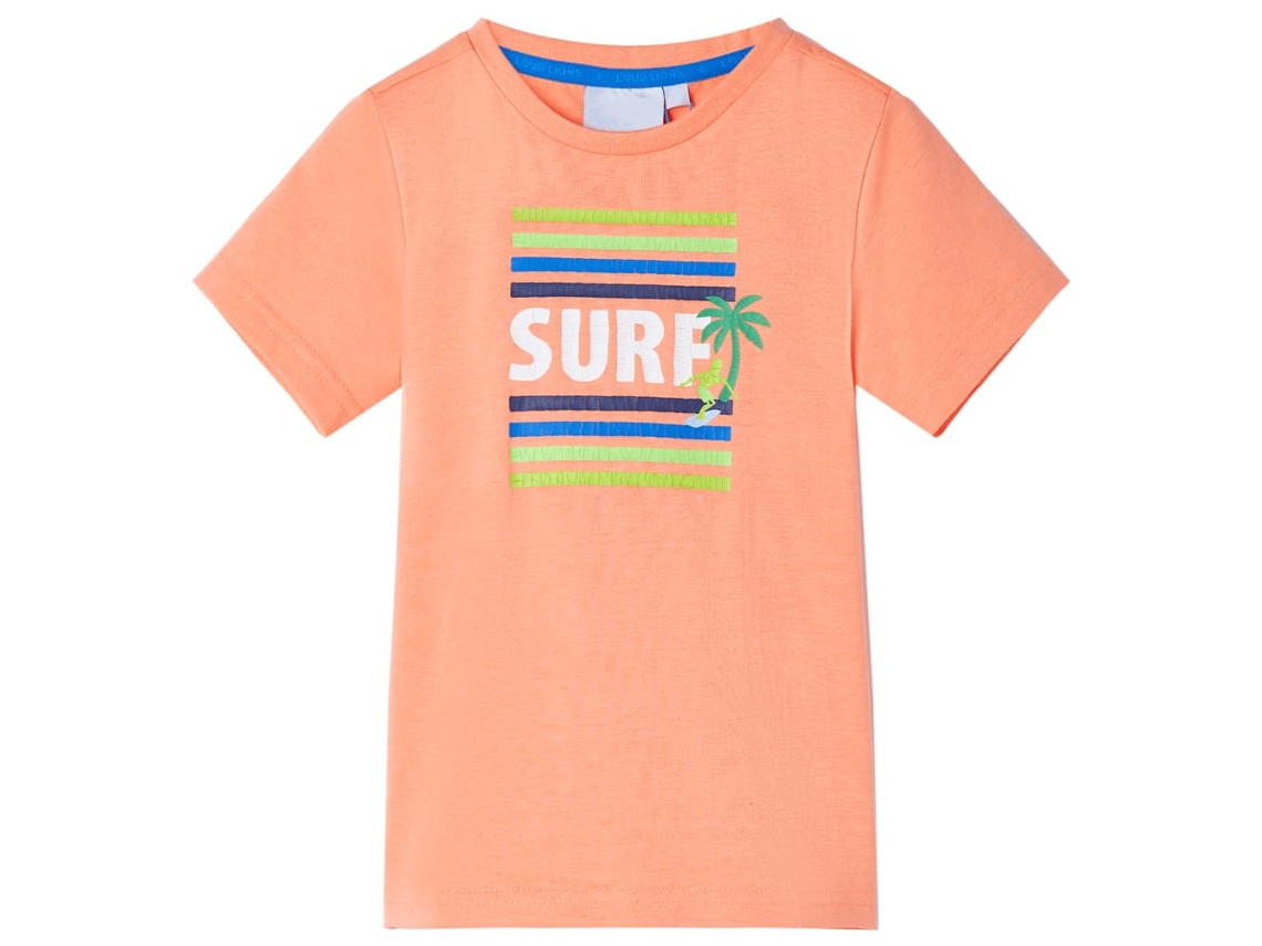 T-shirt Para Criança Laranja-néon 140