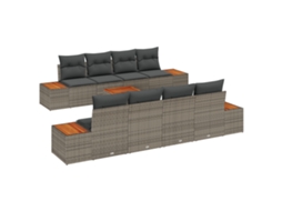 Conjunto 9 Móveis De Jardim Modernos Vidaxl Cinzento Vime Pe (55 X 55 X 37 Cm)