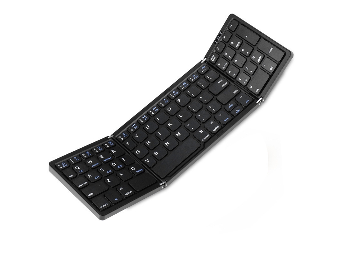 Teclado Sem Fio Bluetooth Dobrável 3 Lados Ultra Fino 15,2x9,8x2cm Preto ZSANFS | ZSANFS