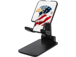 Cabeça De Águia Careca Feroz Com Design Da Bandeira Americana Suporte Dobrável E Ajustável Para Celular, Ideal Para Mesa