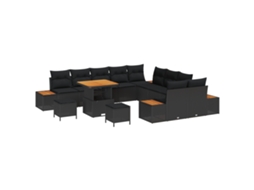 Conjunto 13 Sofá De Jardim Vidaxl Preto Vime Pe (80 X 80 X 71 Cm)