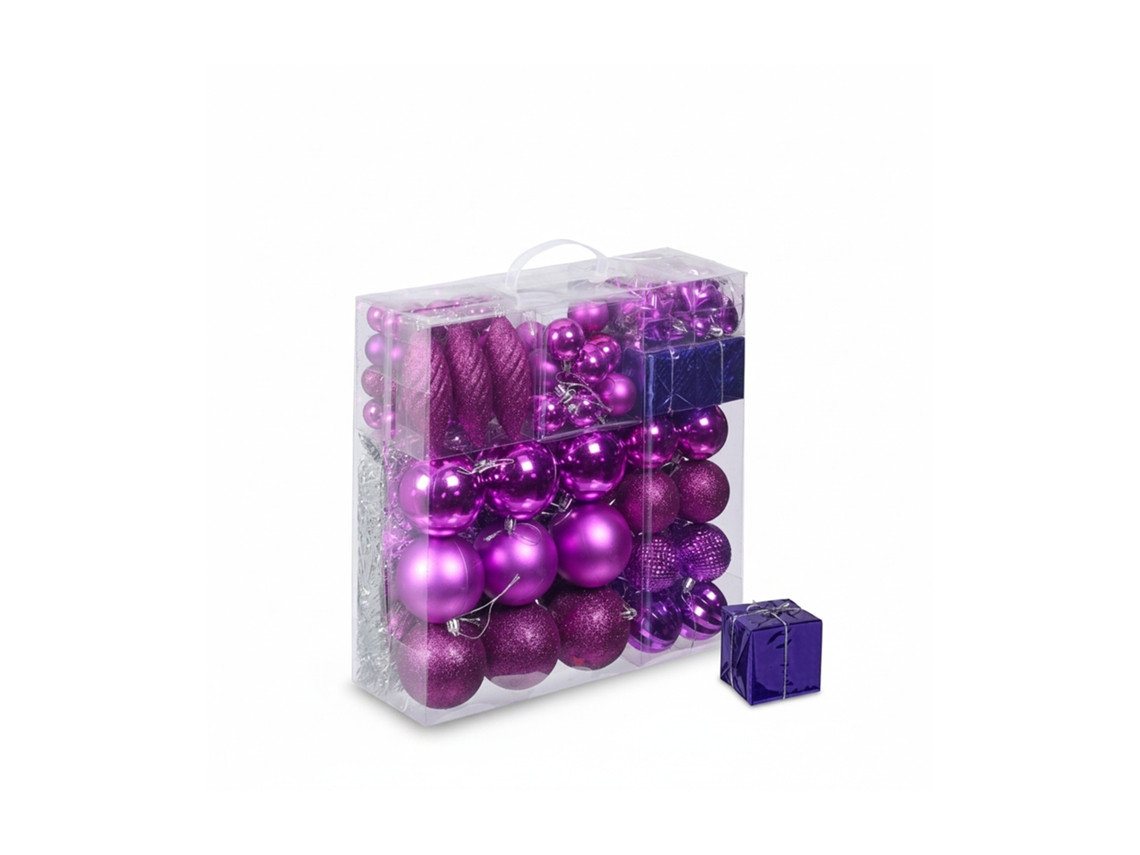Conjunto De 110 Bolas De Natal Relaxdays, Plástico, Decoração De Árvore De Natal, Ornamentos Cor-de-rosa