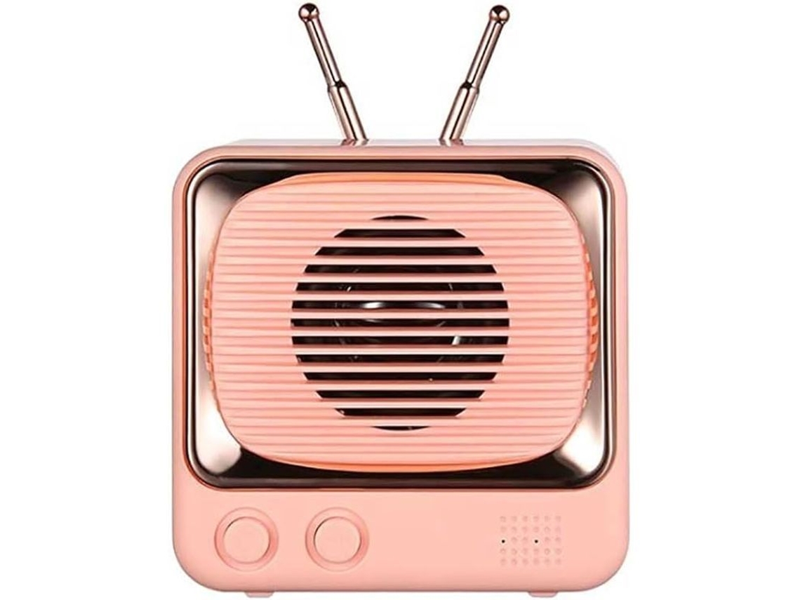 2026 alto falante Bluetooth Retro Portátil com Rádio Fm e Cartão Tf Bateria Recarregável Rosa