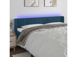 Vidaxl Cabeceira Cama C/ Luzes Led Veludo 183x16x78/88 Cm Azul-escuro