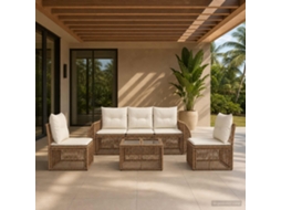 Vidaxl Conjunto De Sofá De Jardim 6 Unid. Bege E Branco Creme Vime Pe