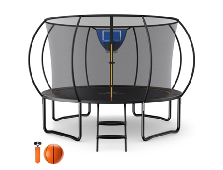 Trampolim Exterior Merach, Ø 366 Cm, Segurança Reforçada Com Rede, Jogo Ao Ar Livre, Estrutura Galvanizada, Carga Até 150 Kg