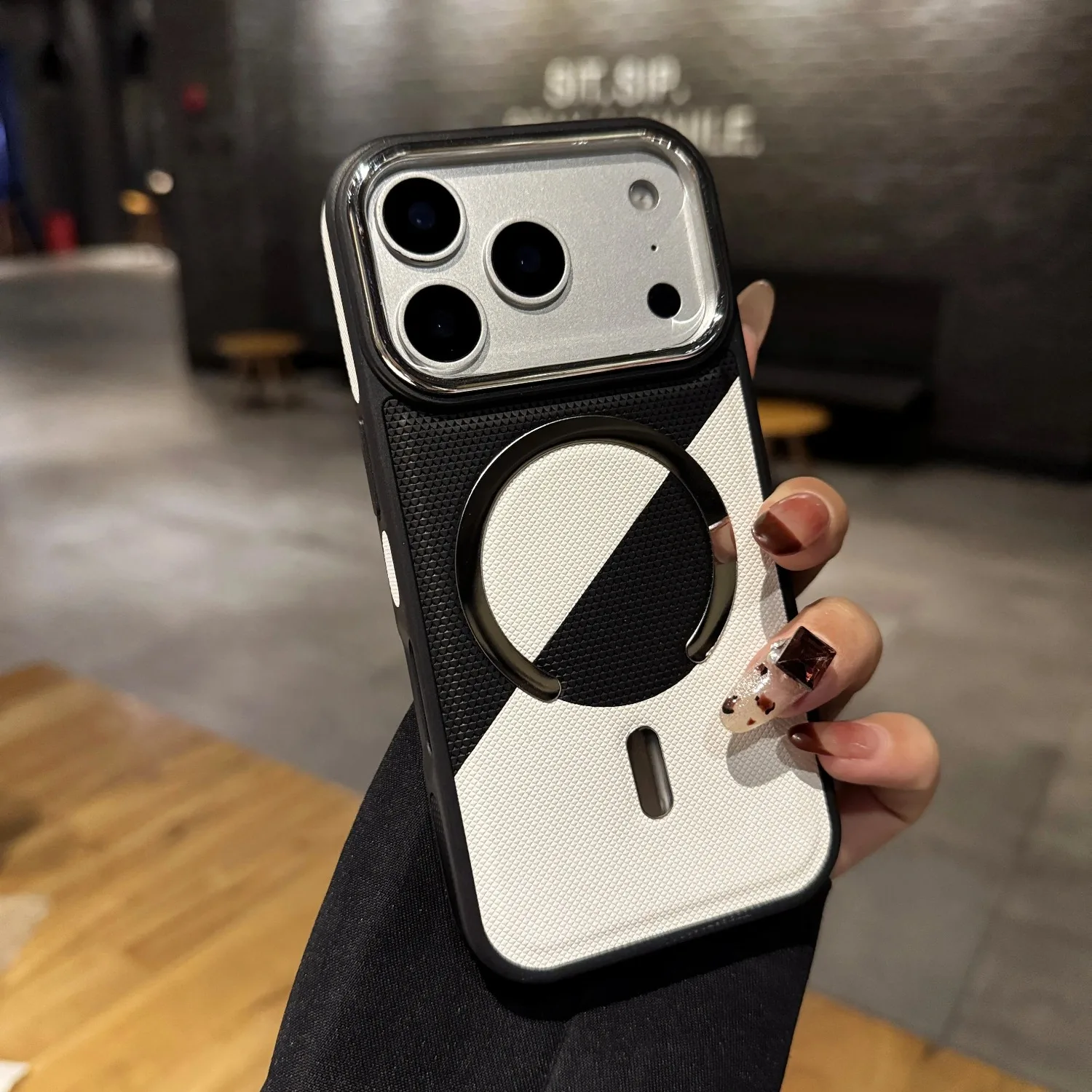 (preto, Iphone 16) Capa Protetora De Couro Resistente A Impactos Com Carregamento Sem Fio Magnético.
