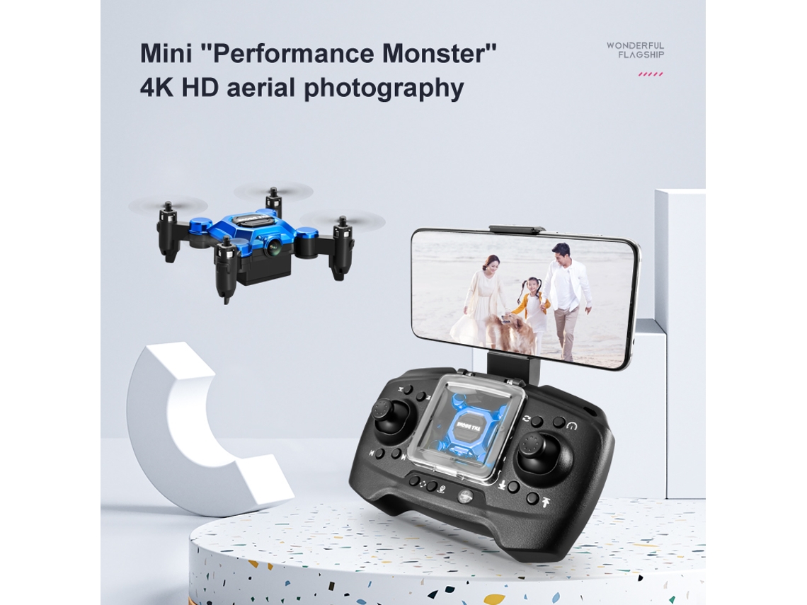 Mini Drone Dobrável Aeronave Portátil de Altitude Fixa com Câmera 4K 1 Baterias Duração Da Bateria: 10 Min Azul YIZHOOD