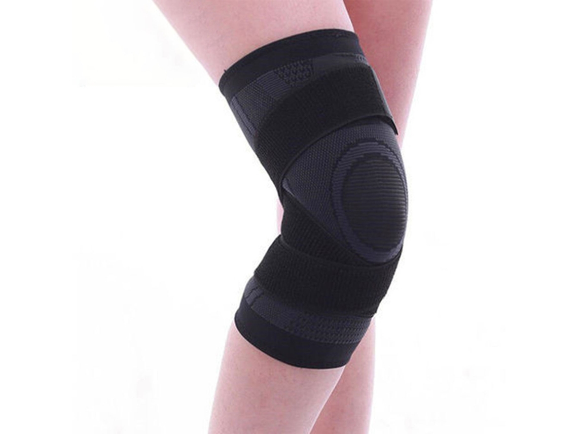 28cm 2pcs Joelheira De Compressão Nylon Preta Respirável Para Corrida Treino Ciclismo M 16cm/6.29in