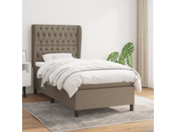 Vidaxl Cama Com Molas/colchão 90x190 Cm Tecido Castanho-acinzentado