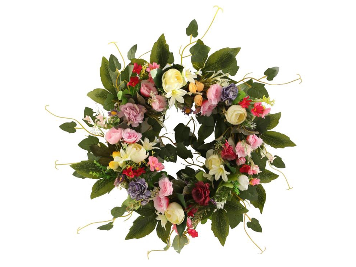 Coroa de Flores de Primavera Artificial Guirlanda de Lintel para Casa Férias Casamento | S/MARCA