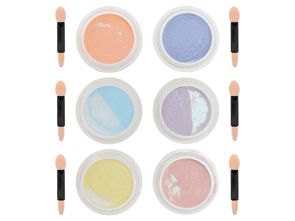 6pcs Pó De Unha Com Efeito Perolado Brilhante Para Salão E Lar Ferramenta De Manicure Decoração De Unhas