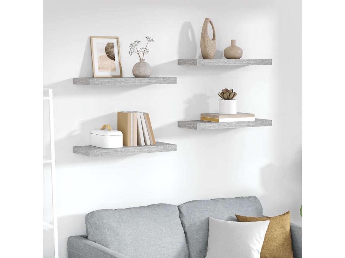 Vidaxl Prateleiras De Parede 4 Pcs 60x23,5x3,8cm Mdf Cinzento-cimento