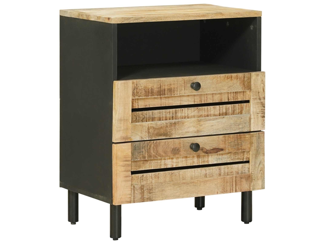Conjunto 1 Mesa-de-cabeceira Vidaxl Castanho Madeira De Mangueira Maciça (50 X 33 X 60 Cm)