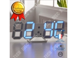 3D LED Relógio de Parede Design Moderno Relógio Digital Relógio | despertador | Luz noturna | Relógio Estéreo Digital Criativo|Azul TECH DISCOUNT