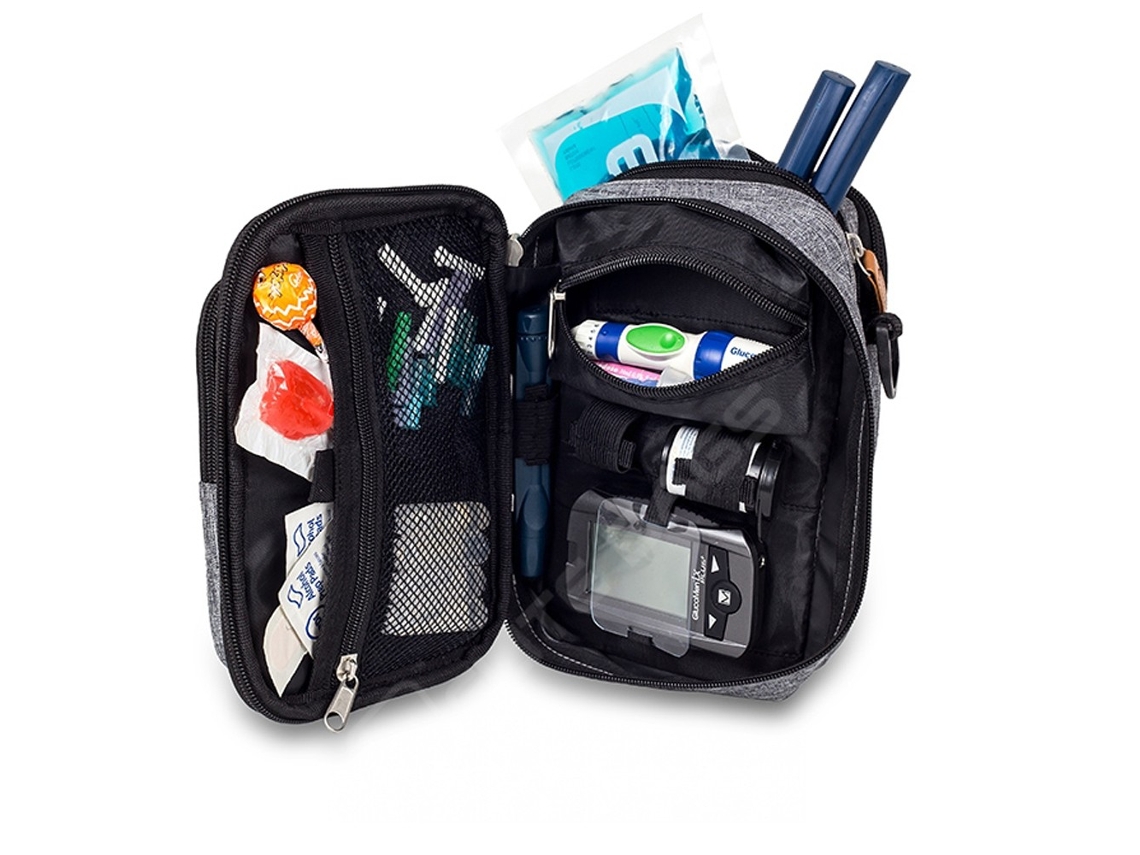 Bolsa de Ombro ELITE BAGS Isotérmica para Pessoas com Diabetes Cinza Marmorizado Fit'S Evo