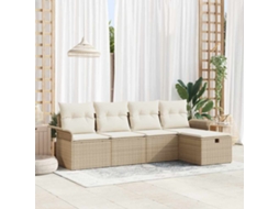 Vidaxl Conjunto De Sofá De Jardim 5 Unid. Bege E Creme Vime Pe
