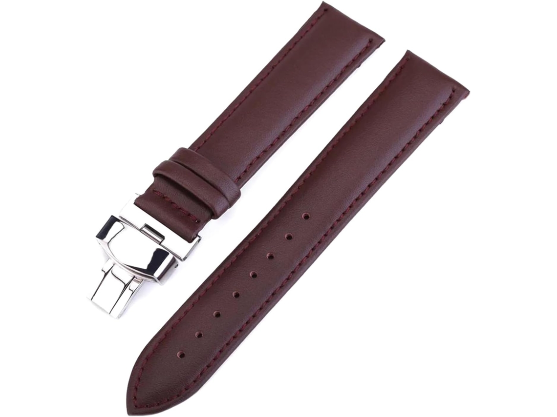 Pulseira de couro de 24 mm confortável e resistente para relógio com fivela de aço inoxidável S/MARCA